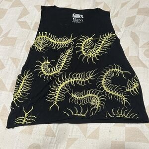 Butter Black Tank Top with Yellow Centipede Print